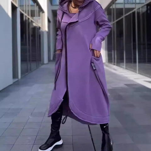 Autumn and winter new women's casual fashion long-sleeved pocket hooded sweater cardigan m302073