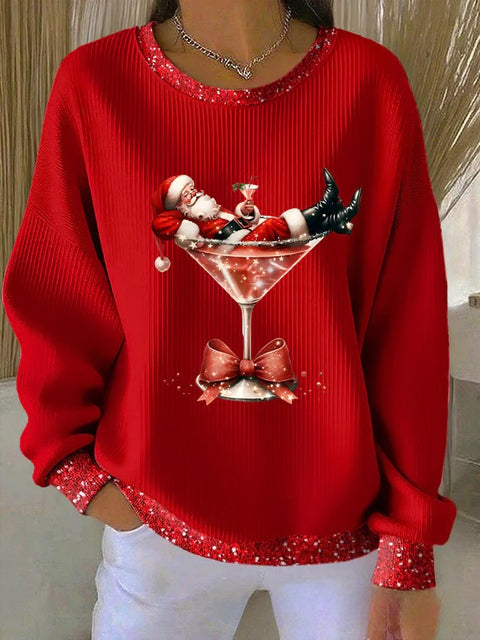 Christmas pattern women's crew neck knitted sweater loose and versatile m302215-2