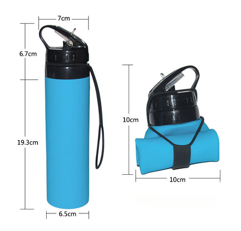 600ml Outdoor Cycling Water Cup Portable Foldable Silicone Water Bag Gift Sports Water Bottle M3330622