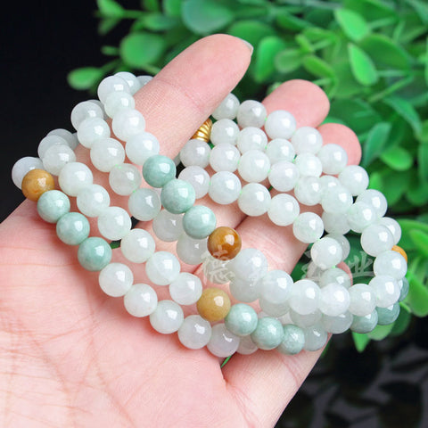 Jade A necklace, natural jadeite women's round bead jade necklace 108 beads extended m3331274