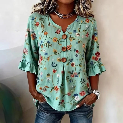 3D digital printing floral pattern women's long-sleeved buckle cardigan top m302703