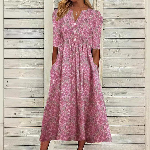 Women's summer new V-neck simple printing casual skirt m301708