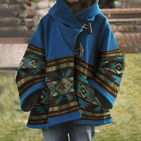 New women's loose retro printed woolen jacket m300677