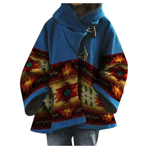 New women's loose retro printed woolen jacket m300677