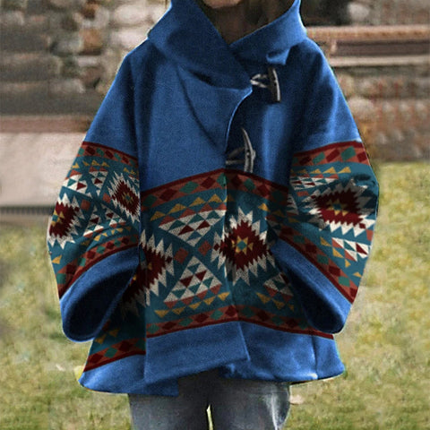 New women's loose retro printed woolen jacket m300677