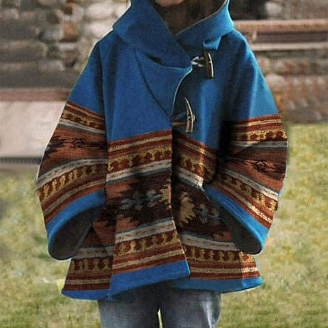 New women's loose retro printed woolen jacket m300677