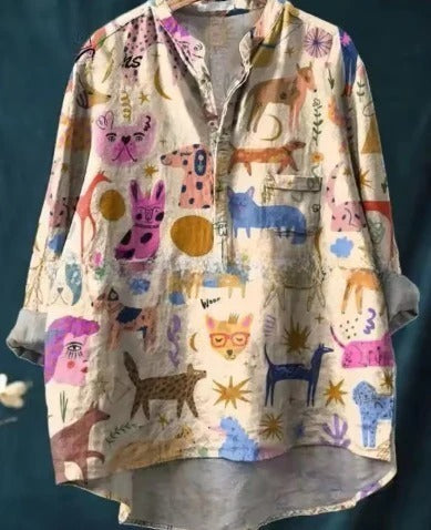 Beauty animal poultry retro print shirt m302888