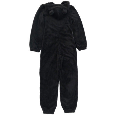 Fleece Thickened Fluffy Jumpsuit Hooded Pajamas m302166