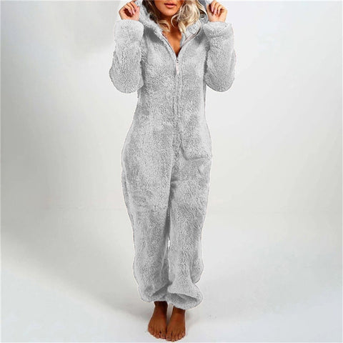 Fleece Thickened Fluffy Jumpsuit Hooded Pajamas m302166