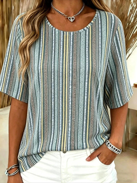 Loose T-shirt women's crew neck top m303073-4