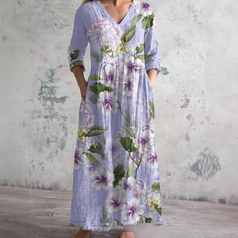 3D printing summer casual loose long-sleeved dress m301729