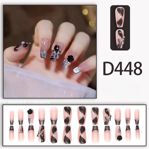 Elegant and fresh temperament wind manicure ice transparent rhinestone removable wearable nail m5010688