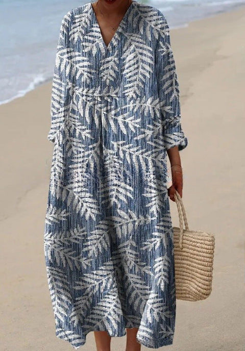 Long Sleeve Shirt Dress Women's Casual Floral 3D Printed Sleeve Long Dress m300911