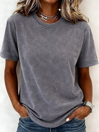 Loose T-shirt women's crew neck top m303073 -2