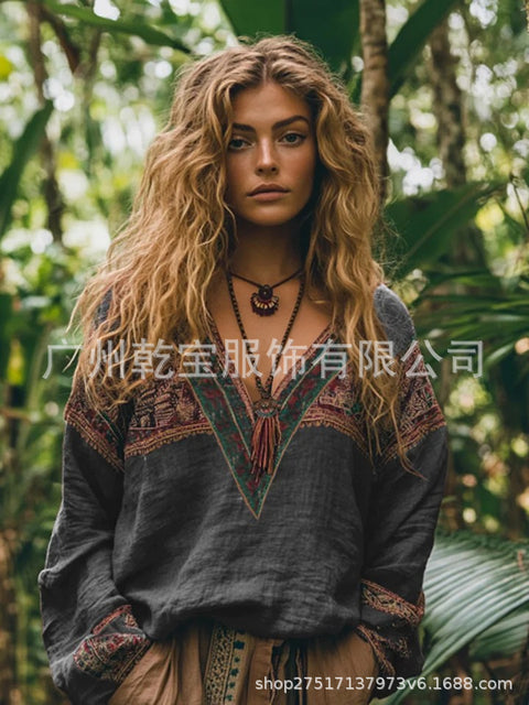 Women's independent station spring and summer hot-selling digital printing, long-sleeved T-shirt top m301742