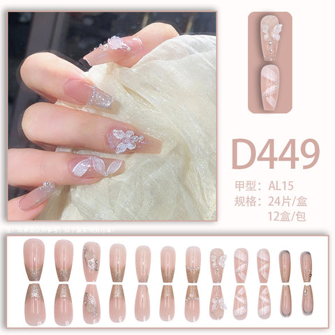Elegant and fresh temperament wind manicure ice transparent rhinestone removable wearable nail m5010688