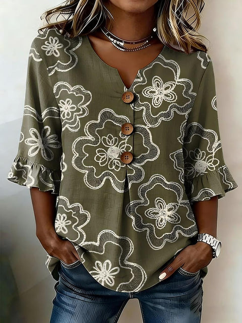 Digital printing sweet and cute T-shirt lace sleeve m302842