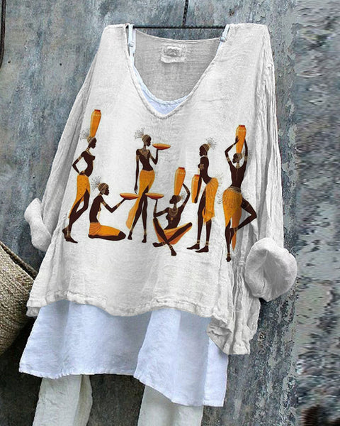 Long-sleeved printed casual pullover loose round neck single-piece T-shirt m301042