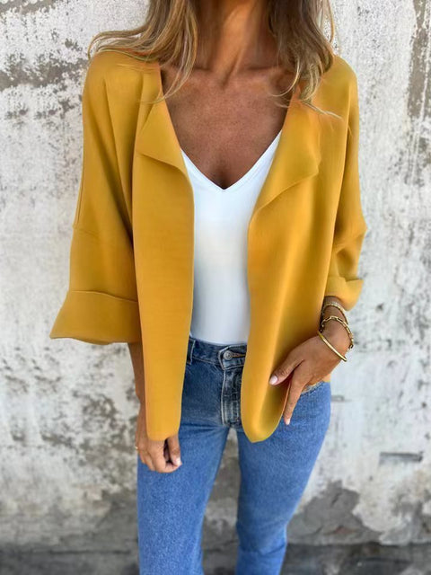 Women's spring and autumn casual imitation suede cardigan solid color lapel jacket m302203