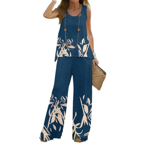 Casual fashion vest trousers set crew neck sleeveless top m301296 04