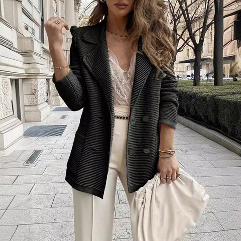Short Textured Casual Top Long Sleeve Jacket Autumn and Winter New Women's M301625