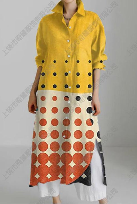 Autumn and winter casual abstract art printing long-sleeved slit skirt m303183