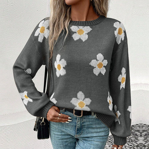 Multi-color fashion women's long-sleeved jacquard sweater m300625
