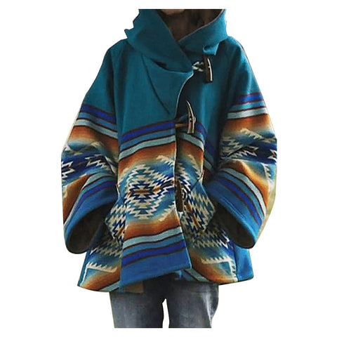 New women's loose retro printed woolen jacket m300677