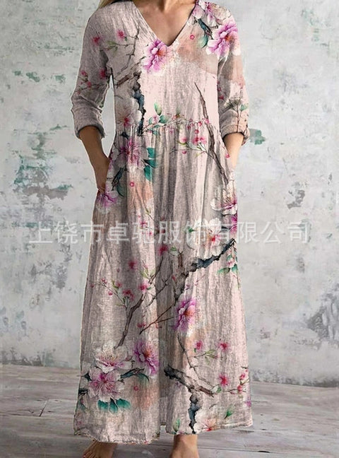 3D printing summer casual loose long-sleeved dress m301729