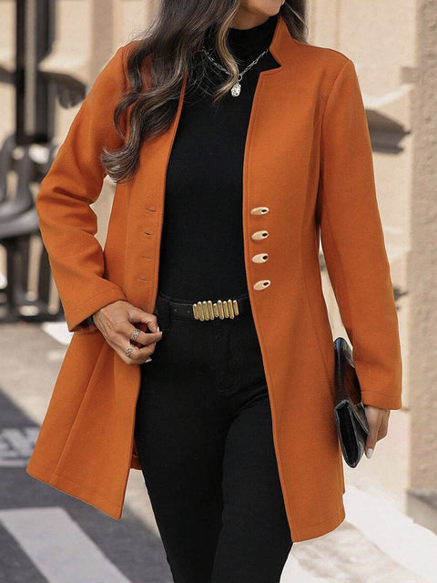 Lapel slim solid color women's tweed coat coat women's m300597