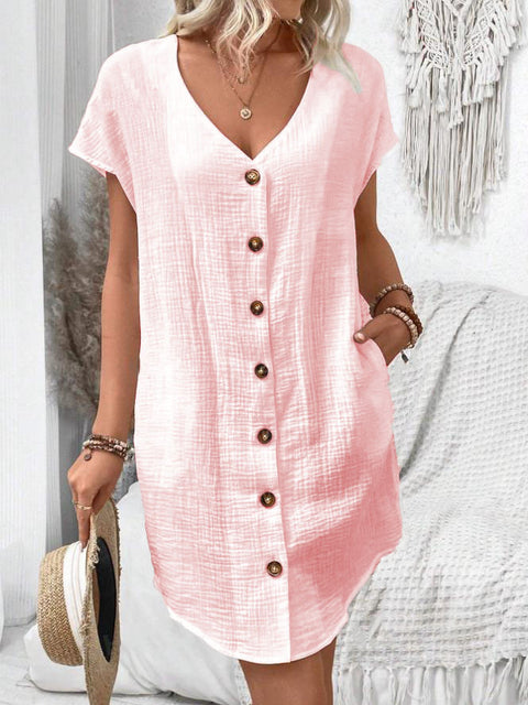 Summer simple V-neck button dress women's vest skirt m301482