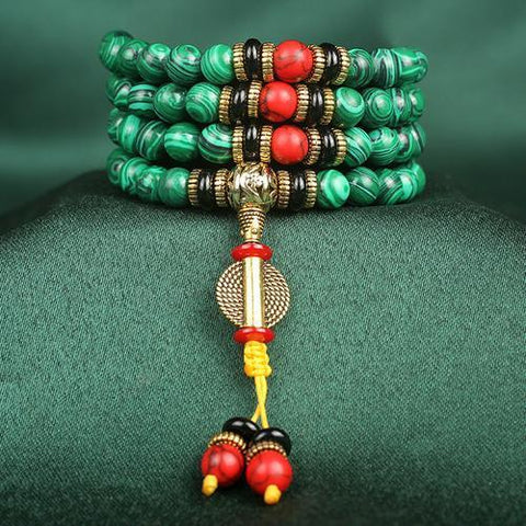 Malachite 108 Buddha Beads Bracelet Round Beads 8mm Malachite Buddha Beads Rosary Beads Bracelet m3331294