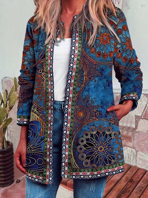 Autumn and winter retro ethnic style print jacket cardigan m303251 01