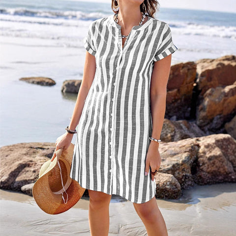 Summer shirt women's fashion loose casual temperament striped top m302469
