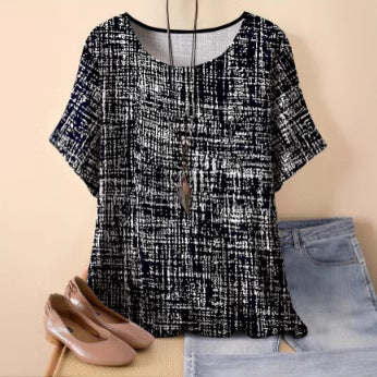 Women's new loose 3D printing round neck casual large size pullover women's clothing m301285