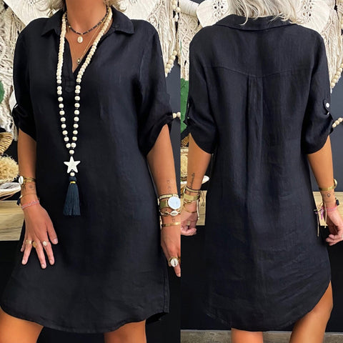 Nordic wind rayon short-sleeved shirt skirt m300062