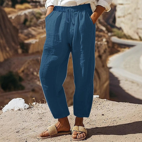 Regular drawstring pocket wash cotton casual pants multi-color women's trousers m301419