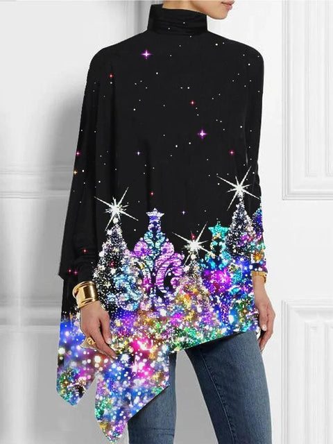 3D printing loose turtleneck urban casual women's T-shirt m302409