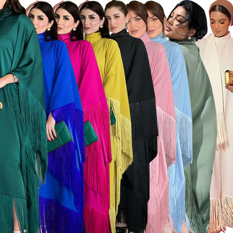 Ladies Bat Sleeve Tassel High Fashion Dress Party Dress m301183