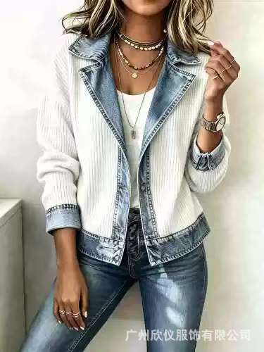 new women's clothing fashionable and elegant slim long-sleeved splicing jacket women's m303245
