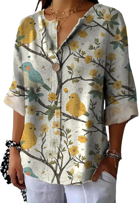 Fashion Women's Coconut Button Long Sleeve Shirt m302752