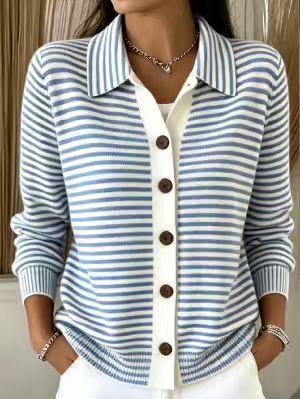 Knitted striped sweater cardigan jacket m303216