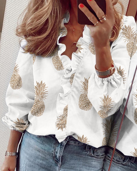 Long Sleeve Ruffle Shirt Women's Shirt m301332