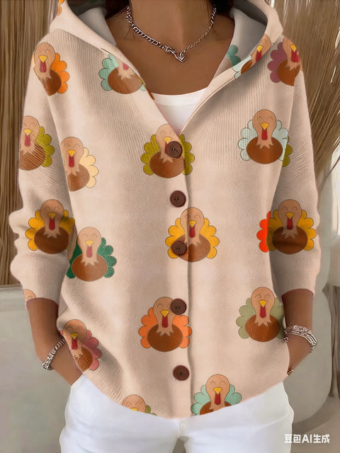Knitted hooded cardigan sweater jacket fashion women's clothing m302657