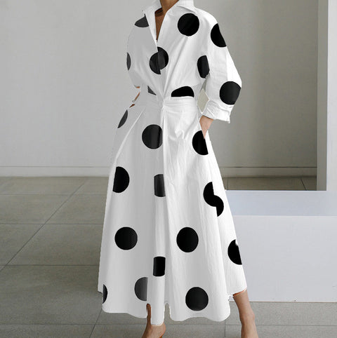 Fashion Long Sleeve V-neck Printing Dress M300331