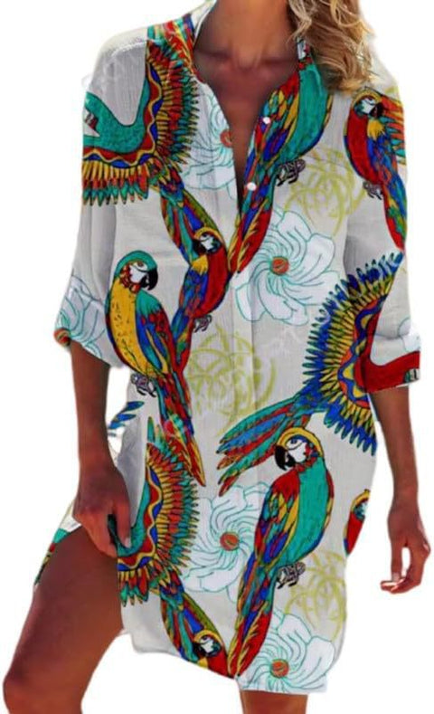 Bikini jacket shirt swimsuit cardigan women's printed resort beach shirt m301274