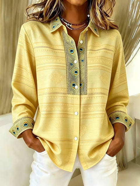 Women's unique ethnic style printed long-sleeved shirt m303211