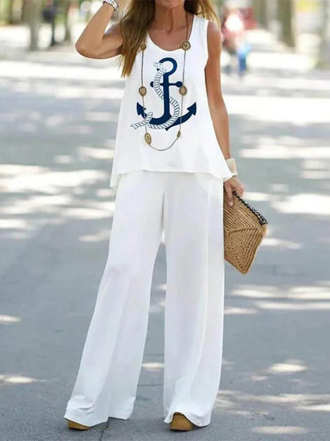 Casual fashion vest trousers set crew neck sleeveless top m301296 04