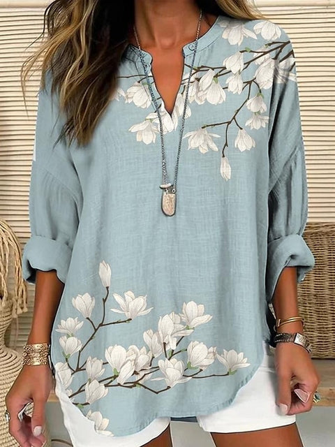 Floral simple casual temperament T-shirt long sleeve m301361