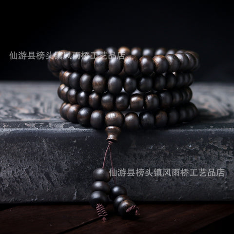 Agarwood Black Qinan High Oil Submerged High Quality Wooden Agarwood Bracelet 108 Buddha Beads Barrel Beads Hand Jewelry m3331277